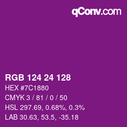 カラーコード: RGB 124 24 128 | qconv.com