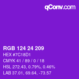 Color code: RGB 124 24 209 | qconv.com