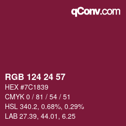 Farbcode: RGB 124 24 57 | qconv.com