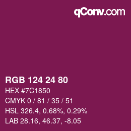 カラーコード: RGB 124 24 80 | qconv.com
