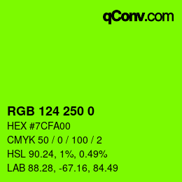 Color code: RGB 124 250 0 | qconv.com