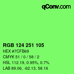 Color code: RGB 124 251 105 | qconv.com