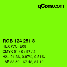 Color code: RGB 124 251 8 | qconv.com