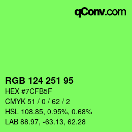 Farbcode: RGB 124 251 95 | qconv.com
