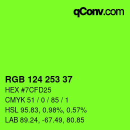 Color code: RGB 124 253 37 | qconv.com