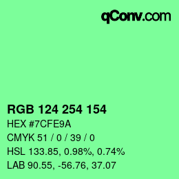 Código de color: RGB 124 254 154 | qconv.com