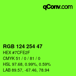 颜色代码: RGB 124 254 47 | qconv.com