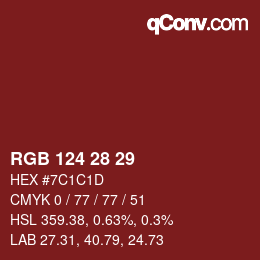 Color code: RGB 124 28 29 | qconv.com