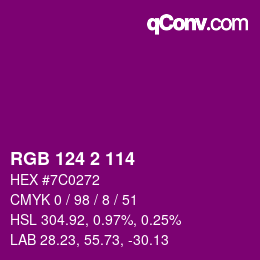 Color code: RGB 124 2 114 | qconv.com