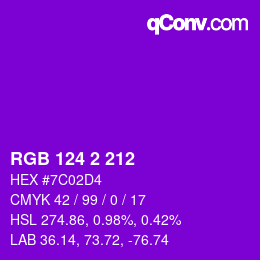Color code: RGB 124 2 212 | qconv.com