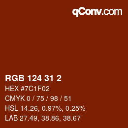 颜色代码: RGB 124 31 2 | qconv.com