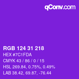 カラーコード: RGB 124 31 218 | qconv.com