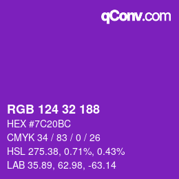 Color code: RGB 124 32 188 | qconv.com