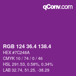 カラーコード: RGB 124 36.4 138.4 | qconv.com