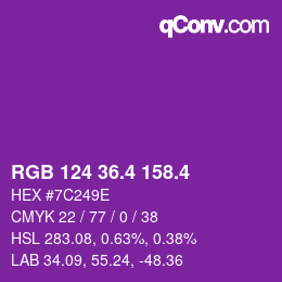 カラーコード: RGB 124 36.4 158.4 | qconv.com