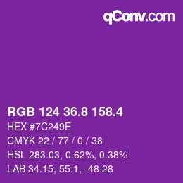 カラーコード: RGB 124 36.8 158.4 | qconv.com