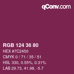 Color code: RGB 124 36 80 | qconv.com