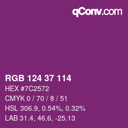 Color code: RGB 124 37 114 | qconv.com