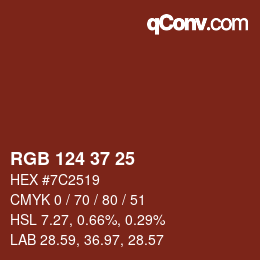 Color code: RGB 124 37 25 | qconv.com