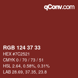 Color code: RGB 124 37 33 | qconv.com