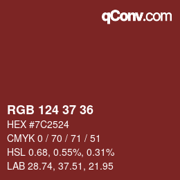 Color code: RGB 124 37 36 | qconv.com