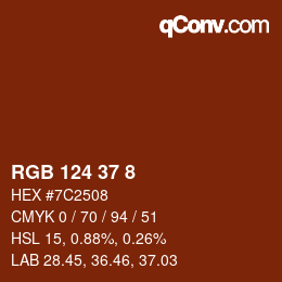 Color code: RGB 124 37 8 | qconv.com