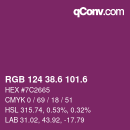 カラーコード: RGB 124 38.6 101.6 | qconv.com