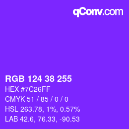 Color code: RGB 124 38 255 | qconv.com