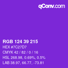 Color code: RGB 124 39 215 | qconv.com