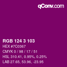 Color code: RGB 124 3 103 | qconv.com