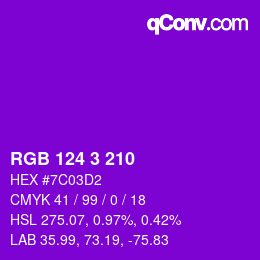 Color code: RGB 124 3 210 | qconv.com