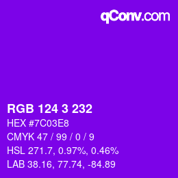 Color code: RGB 124 3 232 | qconv.com