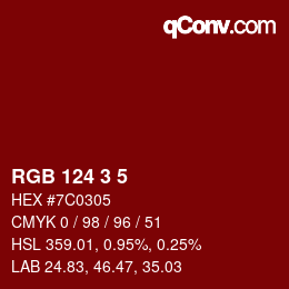 Color code: RGB 124 3 5 | qconv.com