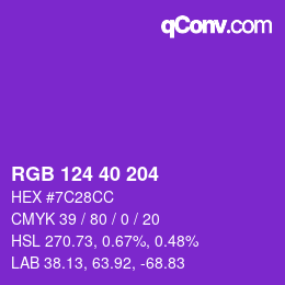 Color code: RGB 124 40 204 | qconv.com