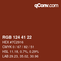 颜色代码: RGB 124 41 22 | qconv.com