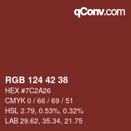 Color code: RGB 124 42 38 | qconv.com
