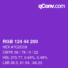 カラーコード: RGB 124 44 200 | qconv.com
