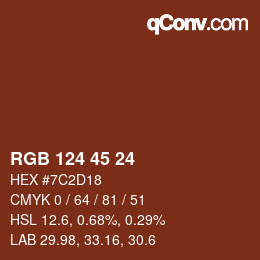 Color code: RGB 124 45 24 | qconv.com