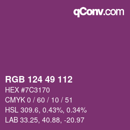 カラーコード: RGB 124 49 112 | qconv.com