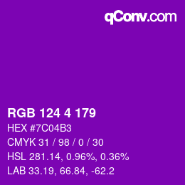 Color code: RGB 124 4 179 | qconv.com