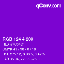 Color code: RGB 124 4 209 | qconv.com