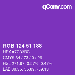 Color code: RGB 124 51 188 | qconv.com