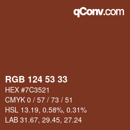 颜色代码: RGB 124 53 33 | qconv.com