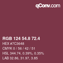 カラーコード: RGB 124 54.8 72.4 | qconv.com