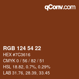 颜色代码: RGB 124 54 22 | qconv.com