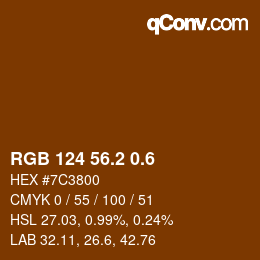 カラーコード: RGB 124 56.2 0.6 | qconv.com
