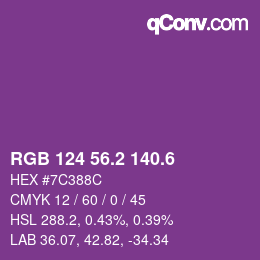 カラーコード: RGB 124 56.2 140.6 | qconv.com
