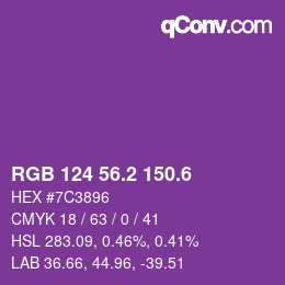 カラーコード: RGB 124 56.2 150.6 | qconv.com
