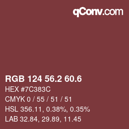 カラーコード: RGB 124 56.2 60.6 | qconv.com