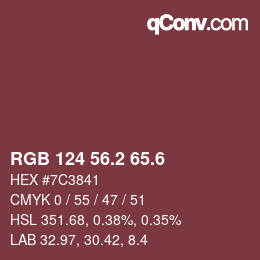 カラーコード: RGB 124 56.2 65.6 | qconv.com